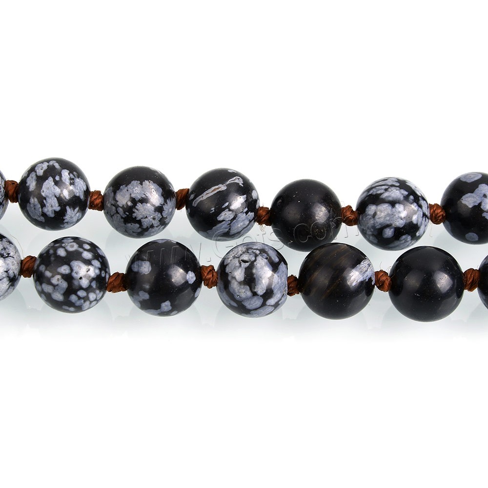 Schneeflocke Obsidian Perlen, rund, natürlich, unterschiedliche Länge der Wahl, 8mm, Bohrung:ca. 1mm, verkauft von Strang