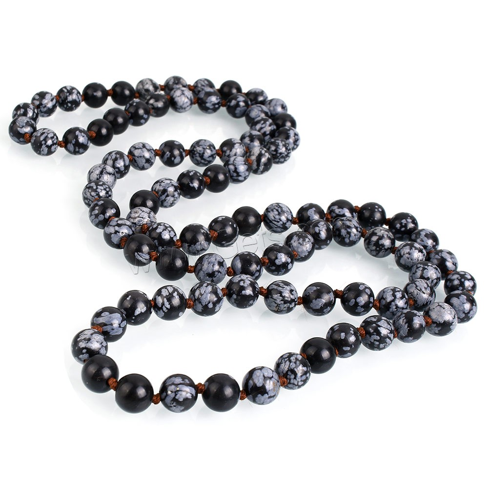 Schneeflocke Obsidian Perlen, rund, natürlich, unterschiedliche Länge der Wahl, 8mm, Bohrung:ca. 1mm, verkauft von Strang