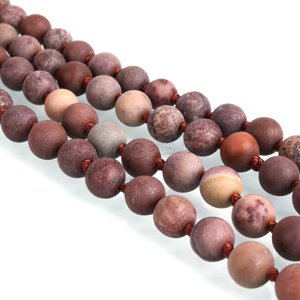 Chinese Painting Stone Bead, Round, natural, different length for choice & frosted, 8mm, Hole:Approx 1mm, Sold By Strand