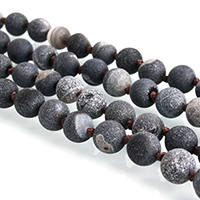 Perles agates, Agate, Rond, naturel, longueur différente pour le choix & givré, 8mm Environ 1mm, Vendu par brin