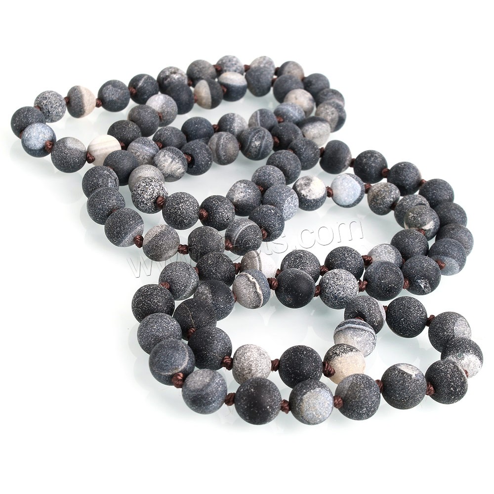 Perles agates, Agate, Rond, naturel, longueur différente pour le choix & givré, 8mm, Trou:Environ 1mm, Vendu par brin