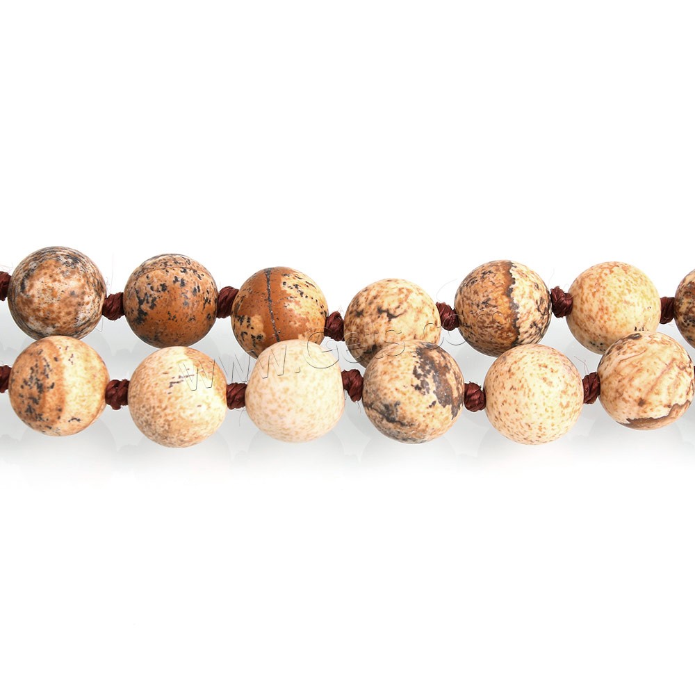 Landschafts-Jaspis Perlen, Bild Jaspis, rund, natürlich, unterschiedliche Länge der Wahl & satiniert, 8mm, Bohrung:ca. 1mm, verkauft von Strang