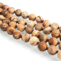 Picture Jasper Beads, Round, natural & frosted, 8mm Approx 1mm 