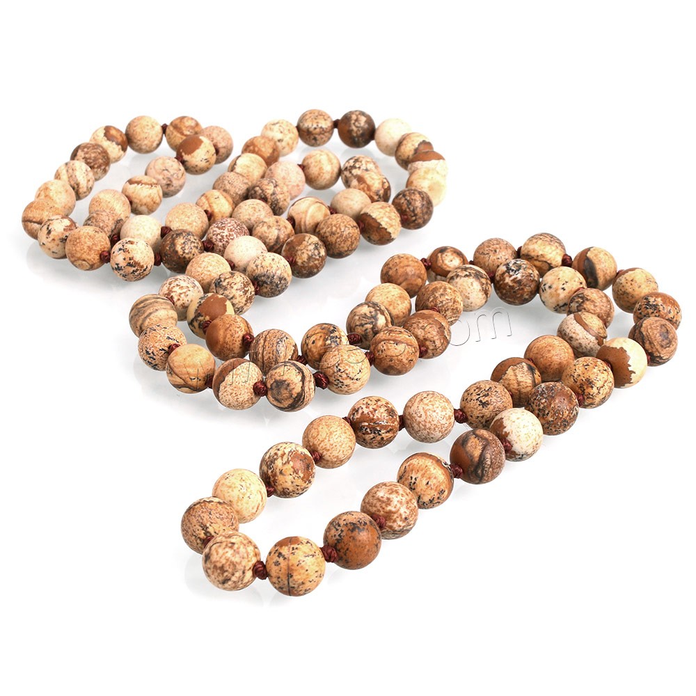 Picture Jasper Beads, Round, natural, different length for choice & frosted, 8mm, Hole:Approx 1mm, Sold By Strand