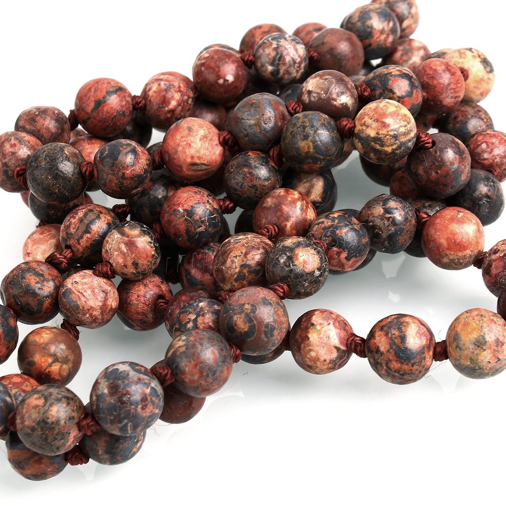 Leopard Skin Stone Bead, Round, natural, different length for choice, 8mm, Hole:Approx 1mm, Sold By Strand