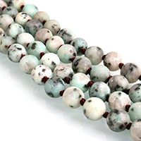 Perles Lotus Jasper , Rond, naturel, longueur différente pour le choix & givré, 8mm Environ 1mm, Vendu par brin
