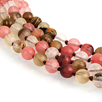 Watermelon Bead, Round, natural & frosted, 8mm Approx 1mm 