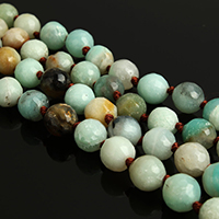 Perles amazonite, Rond, naturel, longueur différente pour le choix & facettes, 8mm Environ 1mm, Vendu par brin