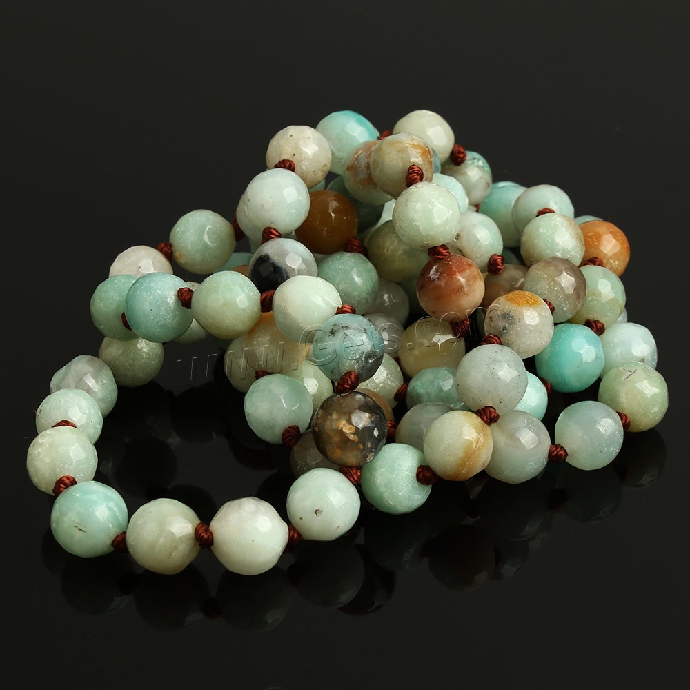 Amazonit Perlen, rund, natürlich, unterschiedliche Länge der Wahl & facettierte, 8mm, Bohrung:ca. 1mm, verkauft von Strang