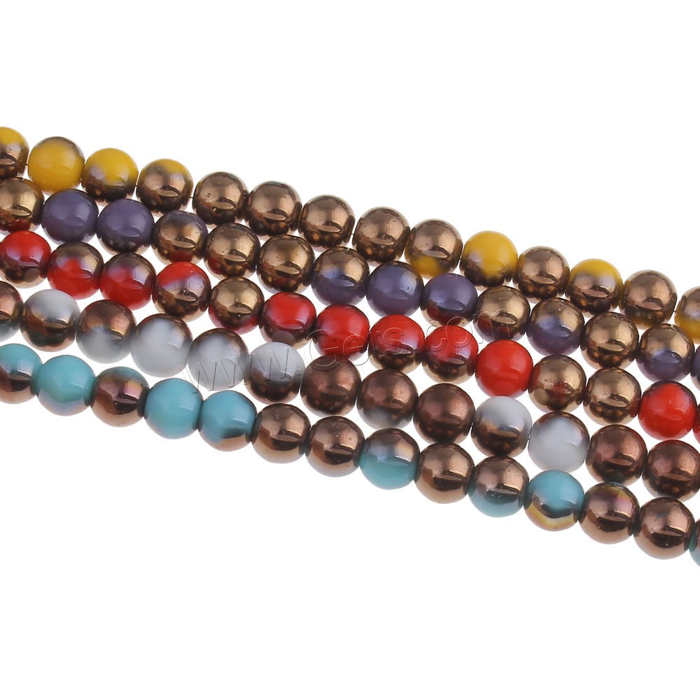 Glass Beads, Round, colorful plated, different size for choice, more colors for choice, Hole:Approx 1mm, Length:Approx 21 Inch, Sold By Strand