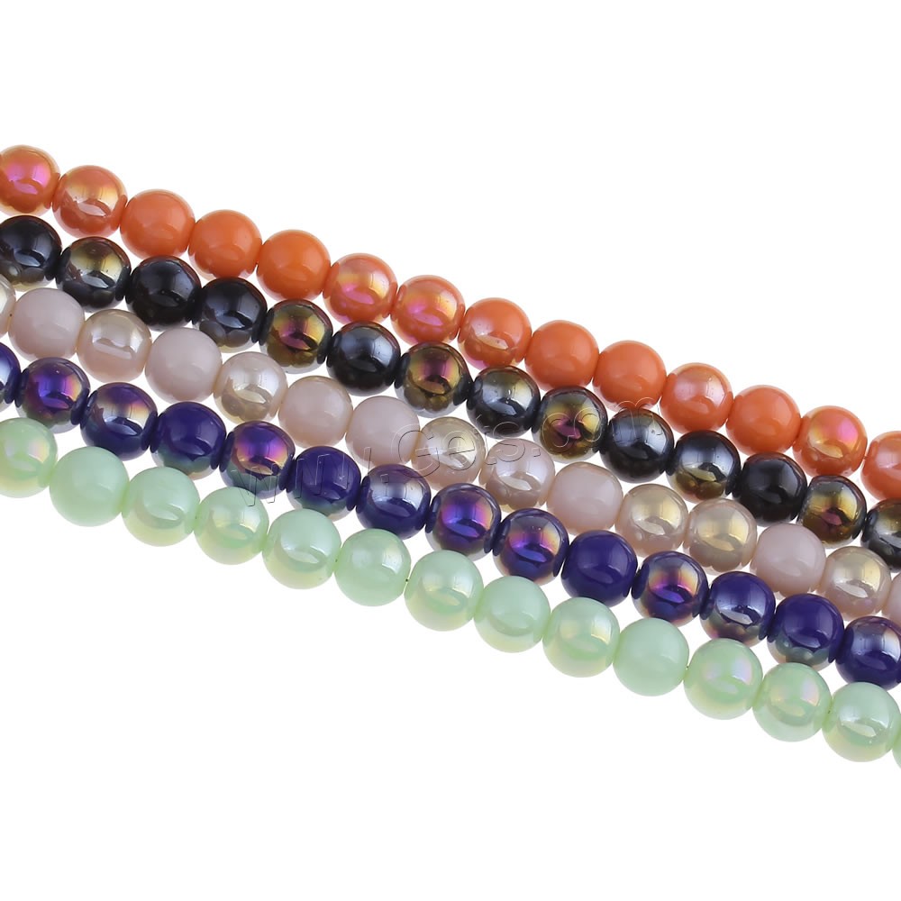 Glass Beads, Round, colorful plated, different size for choice, more colors for choice, Hole:Approx 1mm, Length:Approx 21 Inch, Sold By Strand