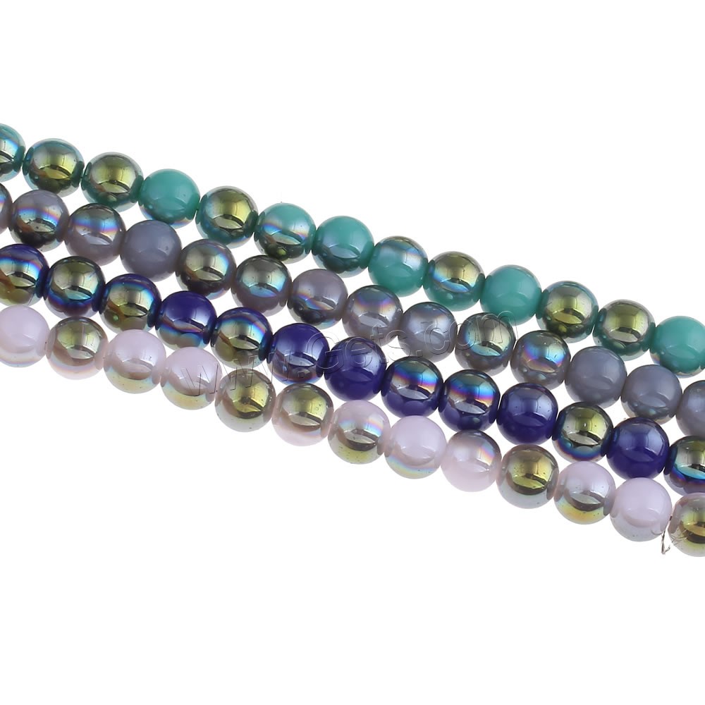 Plaqué Perles de verre, Rond, Placage coloré, normes différentes pour le choix, plus de couleurs à choisir, Trou:Environ 1mm, Longueur:Environ 21 pouce, Vendu par brin
