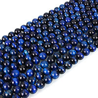 Tiger Eye Beads, Round, natural dark blue, Grade AAAAAA Approx 1mm Approx 15.5 Inch 