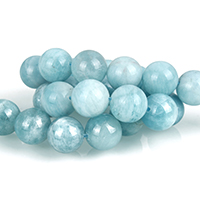 Aquamarin Perlen, rund, natürlich, März Birthstone, 10mm, Bohrung:ca. 1mm, Länge:ca. 16 ZollInch, ca. 40PCs/Strang, verkauft von Strang