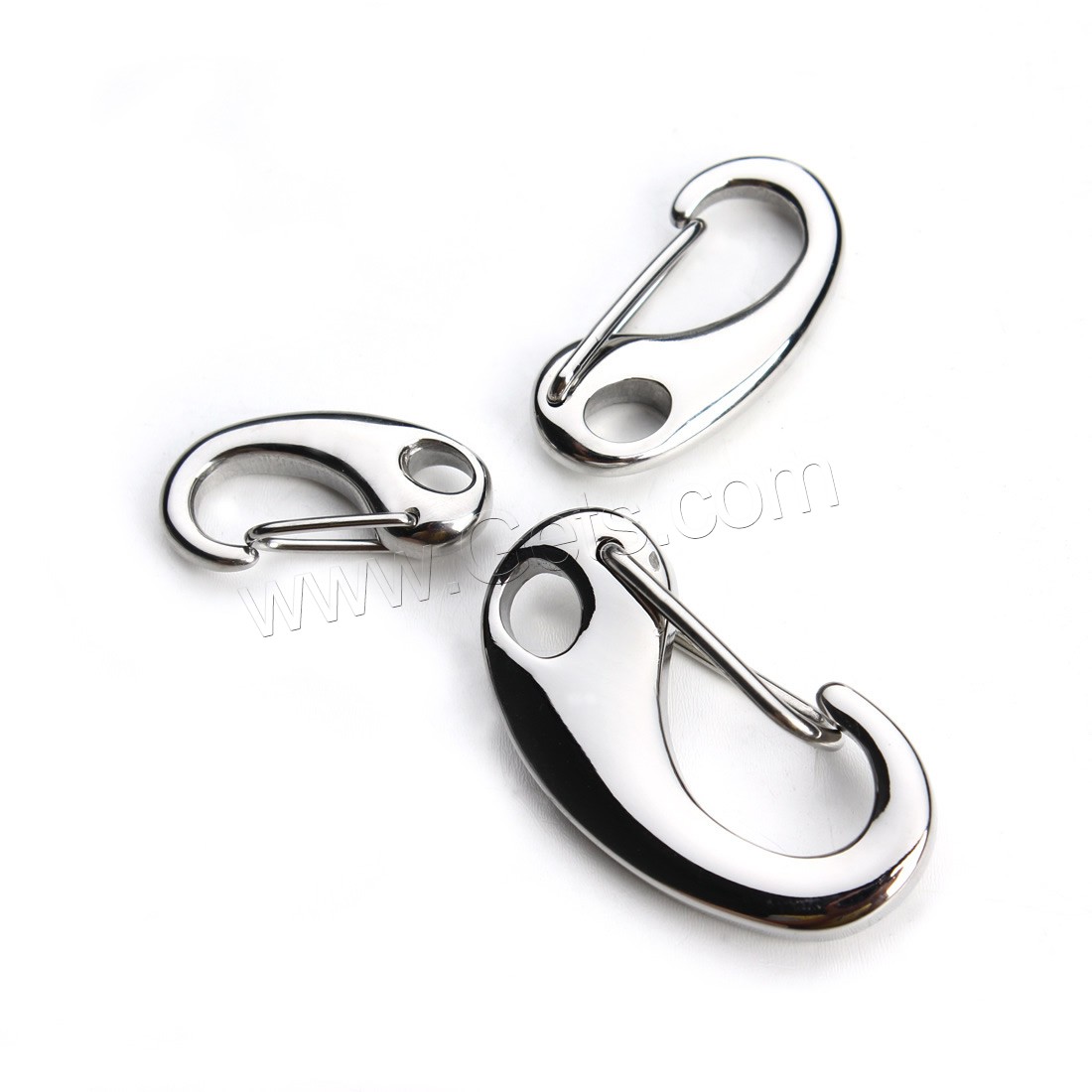 Stainless Steel Carabiner Key Ring, platinum color plated, different size for choice, Hole:Approx 3mm, Sold By PC