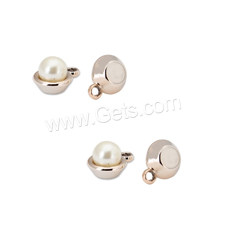 CCB Plastic Bail Beads, Copper Coated Plastic, with ABS Plastic Pearl, rose gold color plated, different size for choice, Hole:Approx 1.5mm, 30PCs/Bag, Sold By Bag