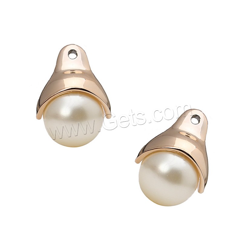 CCB Plastic Bail Beads, Copper Coated Plastic, with ABS Plastic Pearl, Light Bulb, rose gold color plated, different size for choice, Hole:Approx 1.5mm, 30PCs/Bag, Sold By Bag