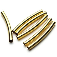 真鍮のチューブ・ビーズ, 銅, チューブ形, ゴールドメッキ, ニッケル、鉛、カドミウムフリー 穴:約 3mm, 20パソコン/バッグ, 売り手 バッグ