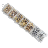 Brass Spacer Beads, with Plastic Box, plated, transparent & 7 cells & with rhinestone, mixed colors, nickel, lead & cadmium free, 4mm, 6mm, 8mm, 10mm, 12mm Approx 1mm, Approx 