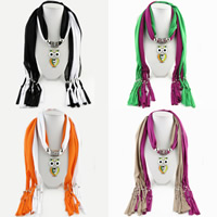 Polyester Lange hängende Schal, mit Harz & Zinklegierung, Eule, Platinfarbe platiniert, für Frau & Emaille, keine, 1800x400mm, verkauft von Strang