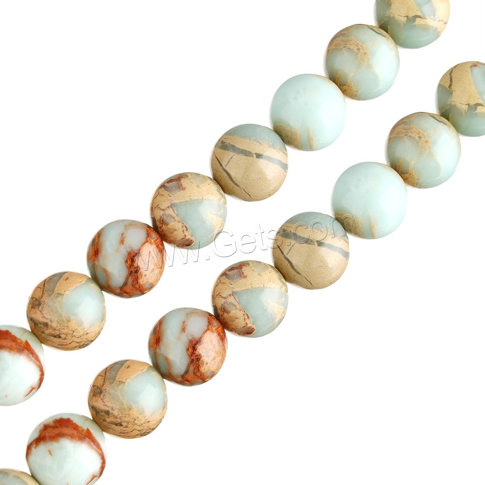 Wasserblauer Terra Jaspis Perle, rund, natürlich, verschiedene Größen vorhanden, Bohrung:ca. 0.5-1mm, Länge:ca. 16 ZollInch, verkauft von Strang
