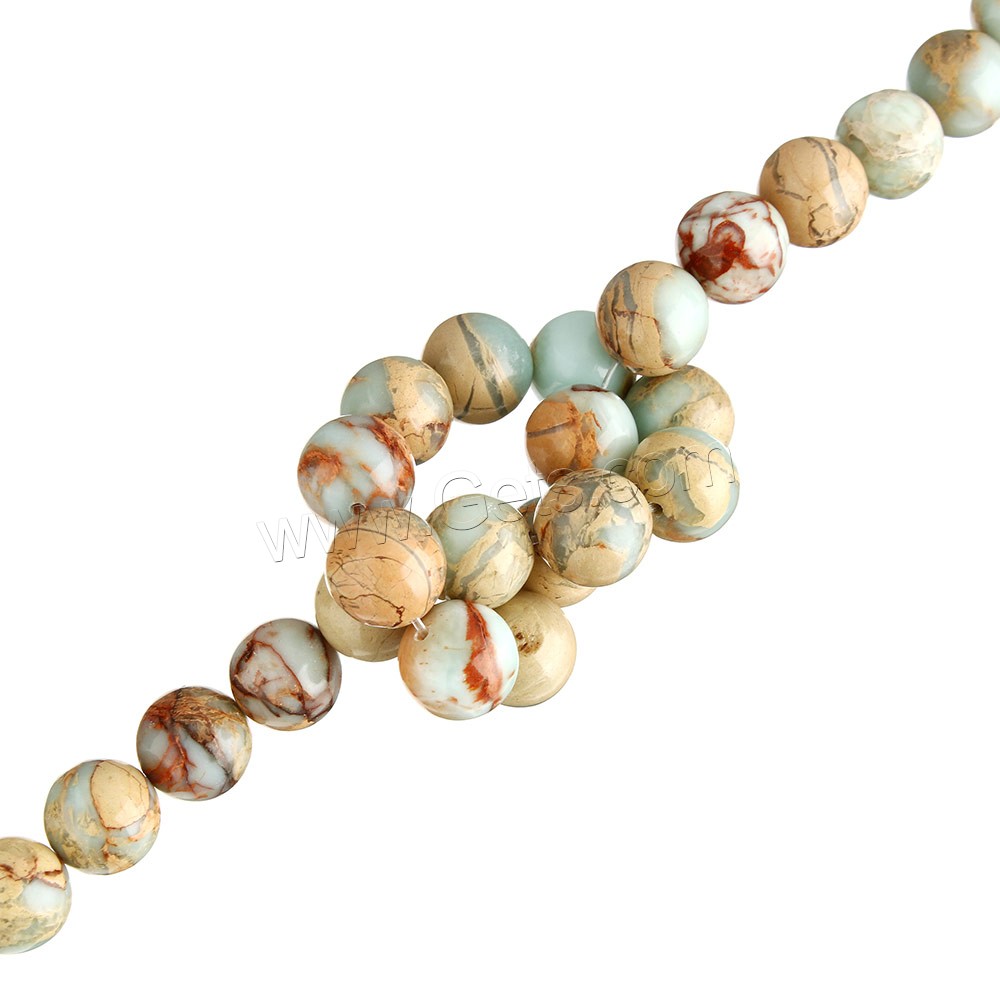 Wasserblauer Terra Jaspis Perle, rund, natürlich, verschiedene Größen vorhanden, Bohrung:ca. 0.5-1mm, Länge:ca. 16 ZollInch, verkauft von Strang