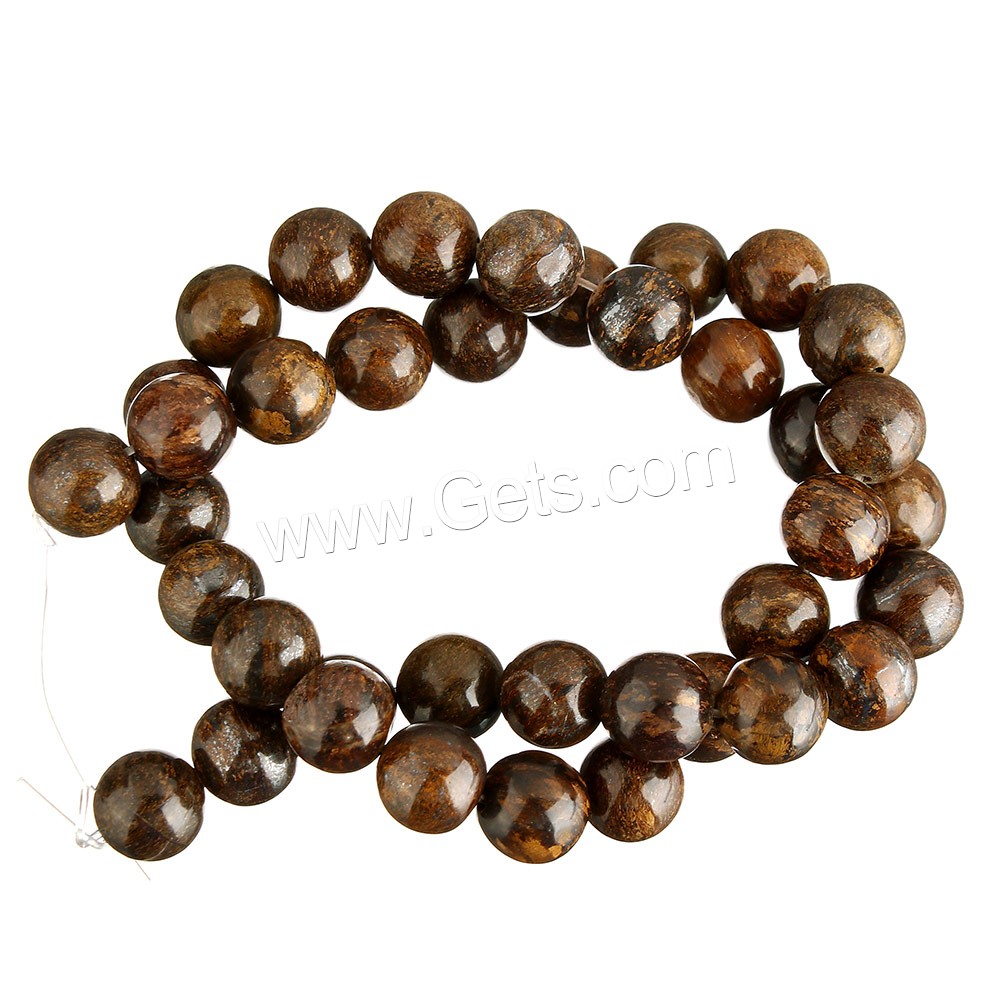 Bronzit Stein Perlen, rund, natürlich, verschiedene Größen vorhanden, Bohrung:ca. 0.5-1mm, Länge:ca. 15 ZollInch, verkauft von Strang