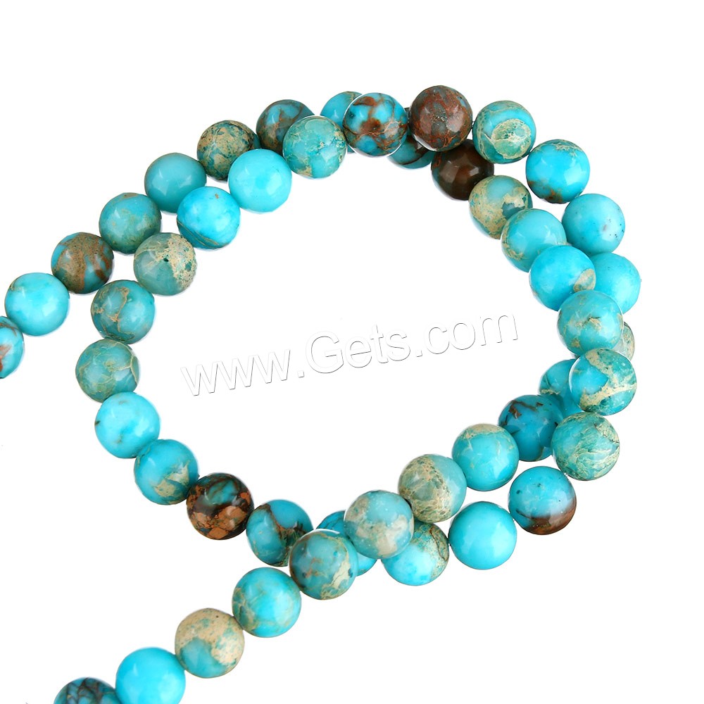 Eindruck Jaspis Perlen, Impression Jaspis, rund, natürlich, verschiedene Größen vorhanden, blau, Bohrung:ca. 0.5-1mm, Länge:ca. 16 ZollInch, verkauft von Strang