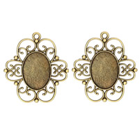 Zinc Alloy Pendant Cabochon Setting, Flower, antique bronze color plated, lead & cadmium free Approx 2mm, Inner Approx 