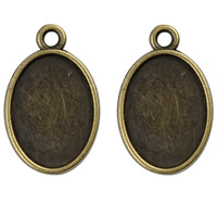 Zinc Alloy Pendant Cabochon Setting, Flat Oval, antique bronze color plated, lead & cadmium free Approx 2mm, Inner Approx 