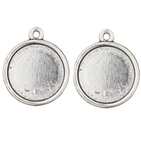 Zinc Alloy Pendant Cabochon Setting, Flat Round, antique silver color plated, lead & cadmium free Approx 2mm, Inner Approx 16mm 