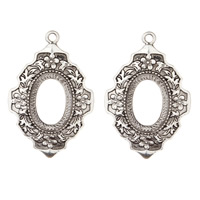 Zinc Alloy Pendant Cabochon Setting, Flower, antique silver color plated, lead & cadmium free Approx 2mm, Inner Approx 