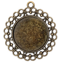 Zinc Alloy Pendant Cabochon Setting, Flower, antique bronze color plated, lead & cadmium free Approx 2mm, Inner Approx 25mm 