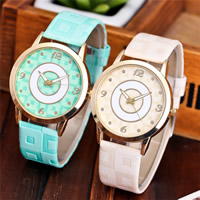 Women Wrist Watch, PU Leather, with zinc alloy dial & Glass, Chinese movement, stainless steel pin buckle, gold color plated, adjustable & for woman 33mm Approx 9.5 Inch 