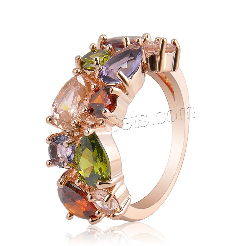 Crystal Zinc Alloy Finger Ring, with Crystal, gold color plated, different size for choice & faceted, lead & cadmium free, 16-19mm, Sold By PC