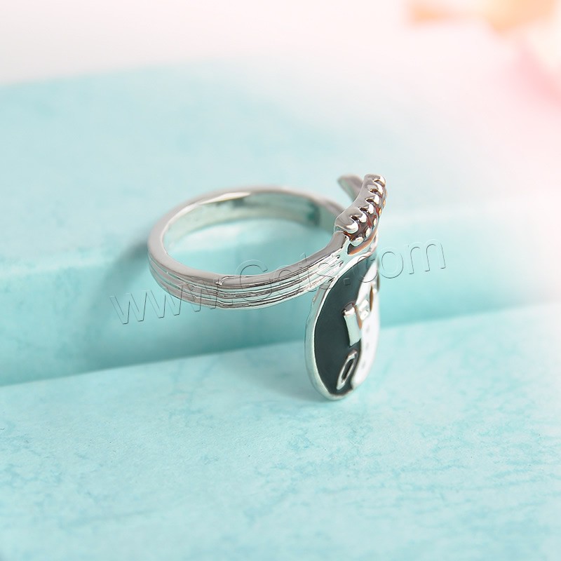 Zinc Alloy Finger Ring, Guitar, platinum color plated, enamel, lead & cadmium free, 16-19mm, Sold By PC
