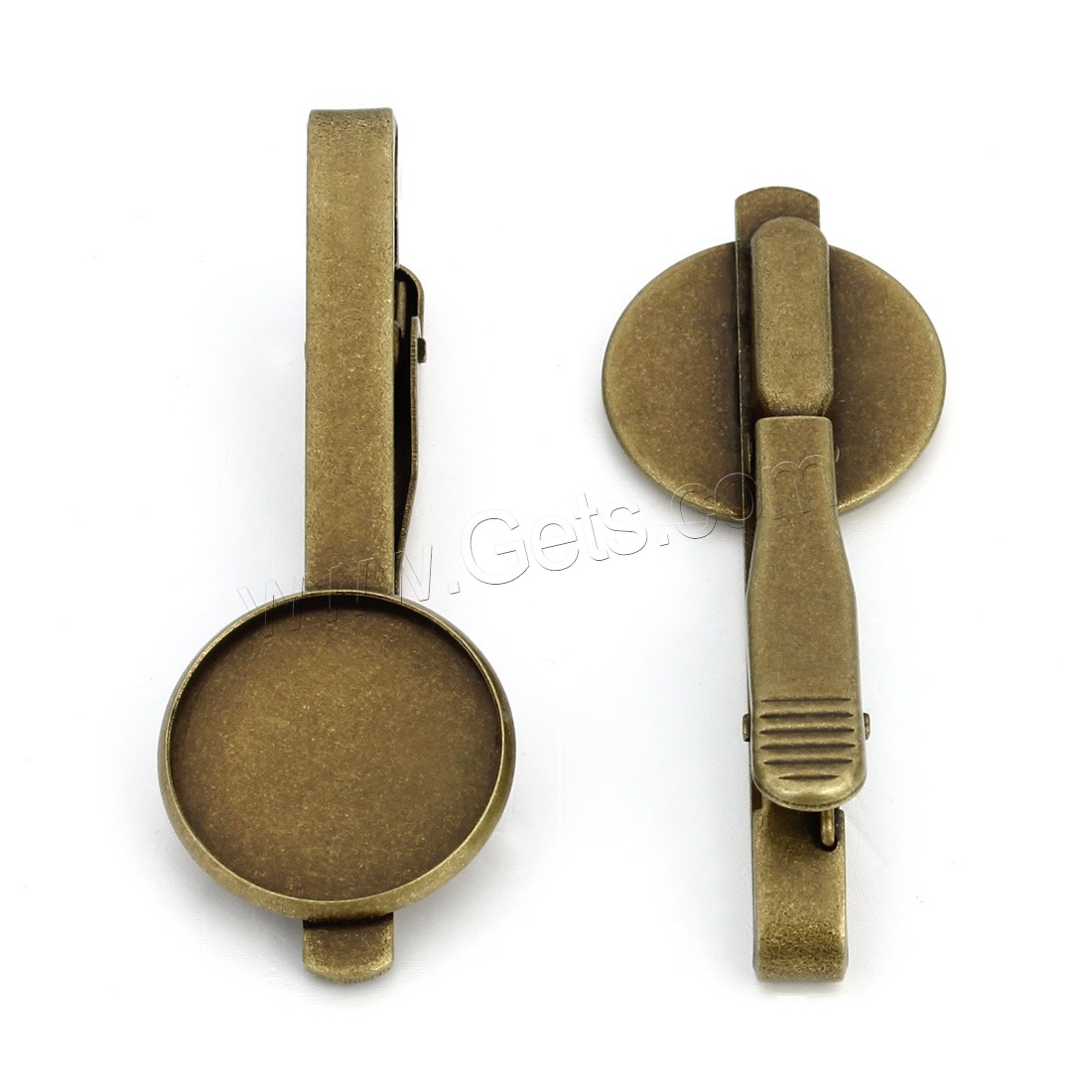 Brass Tie Clip Finding, Flat Round, antique bronze color plated, different inner diameter for choice, nickel, lead & cadmium free, 35mm, 10PCs/Bag, Sold By Bag
