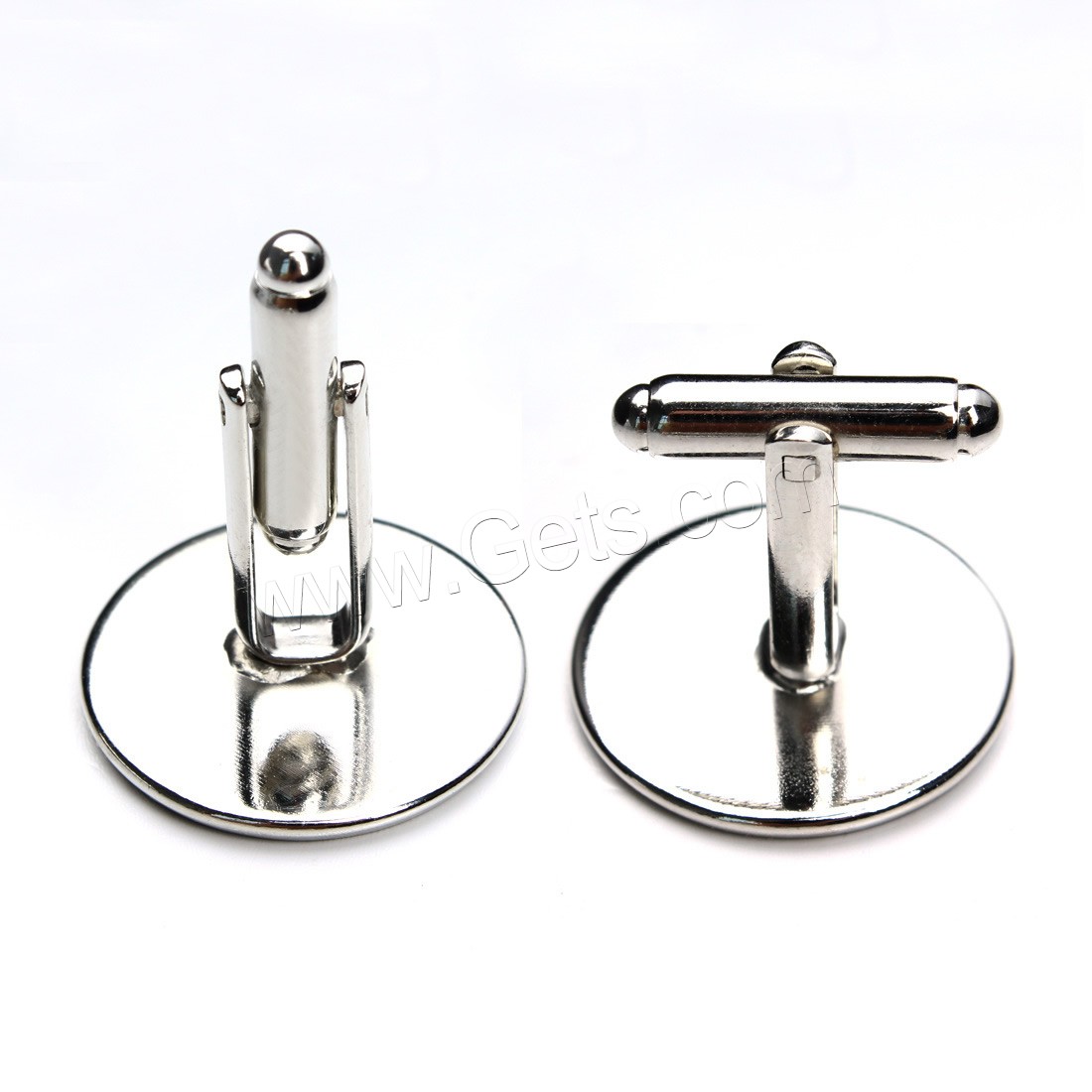 Brass Cufflinks Findings, Flat Round, platinum color plated, different inner diameter for choice, nickel, lead & cadmium free, 14-30mm, 10PCs/Bag, Sold By Bag