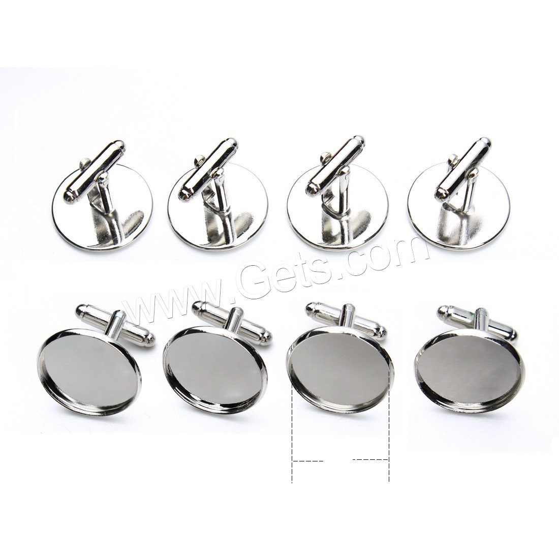 Brass Cufflinks Findings, Flat Round, platinum color plated, different inner diameter for choice, nickel, lead & cadmium free, 14-30mm, 10PCs/Bag, Sold By Bag