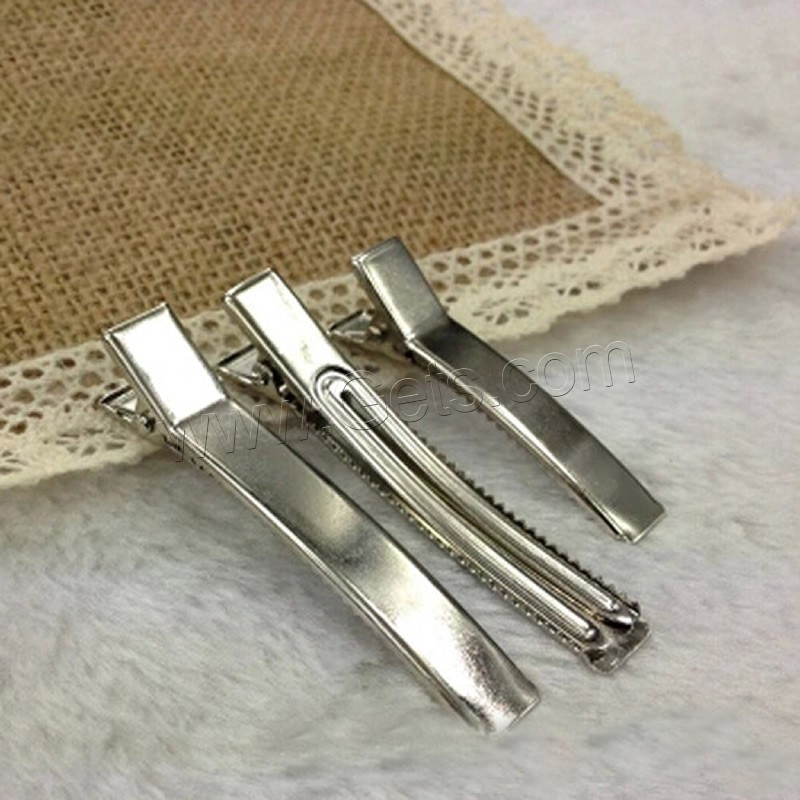 Alligator Hair Clip, Iron, platinum color plated, different size for choice, lead & cadmium free, 20PCs/Bag, Sold By Bag