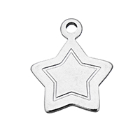Stainless Steel Tag Charm, Star original color Approx 1.5mm 