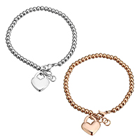Bracelet en acier inoxydable, coeur, Placage, bracelet à breloques & pour femme, plus de couleurs à choisir 4mm Environ 7 pouce, Vendu par brin