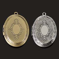 Brass Locket Pendants, Flat Oval, plated lead & cadmium free Approx 1-2mm 