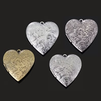 Brass Locket Pendants, Heart, plated lead & cadmium free Approx 1-2mm 