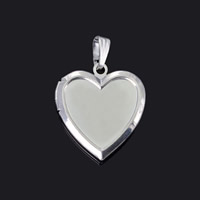 Brass Locket Pendants, Heart, silver color plated, lead & cadmium free, 23mm Approx 1-2mm 