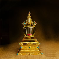 Brass Buddha Decoration, with Resin & Zinc Alloy & Acrylic, Tower, gold color plated, Buddhist jewelry & enamel 