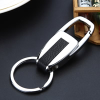 Zinc Alloy Key Chain Jewelry, with iron ring & PU Leather, platinum color plated, lead & cadmium free Approx 25mm 