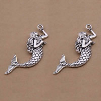 Character Shaped Zinc Alloy Pendants, Mermaid, antique silver color plated, lead & cadmium free Approx 1-1.5mm 