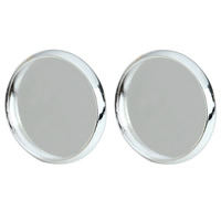 Brass Earring Stud Component, Flat Round, silver color plated nickel, lead & cadmium free, 10-16mm 