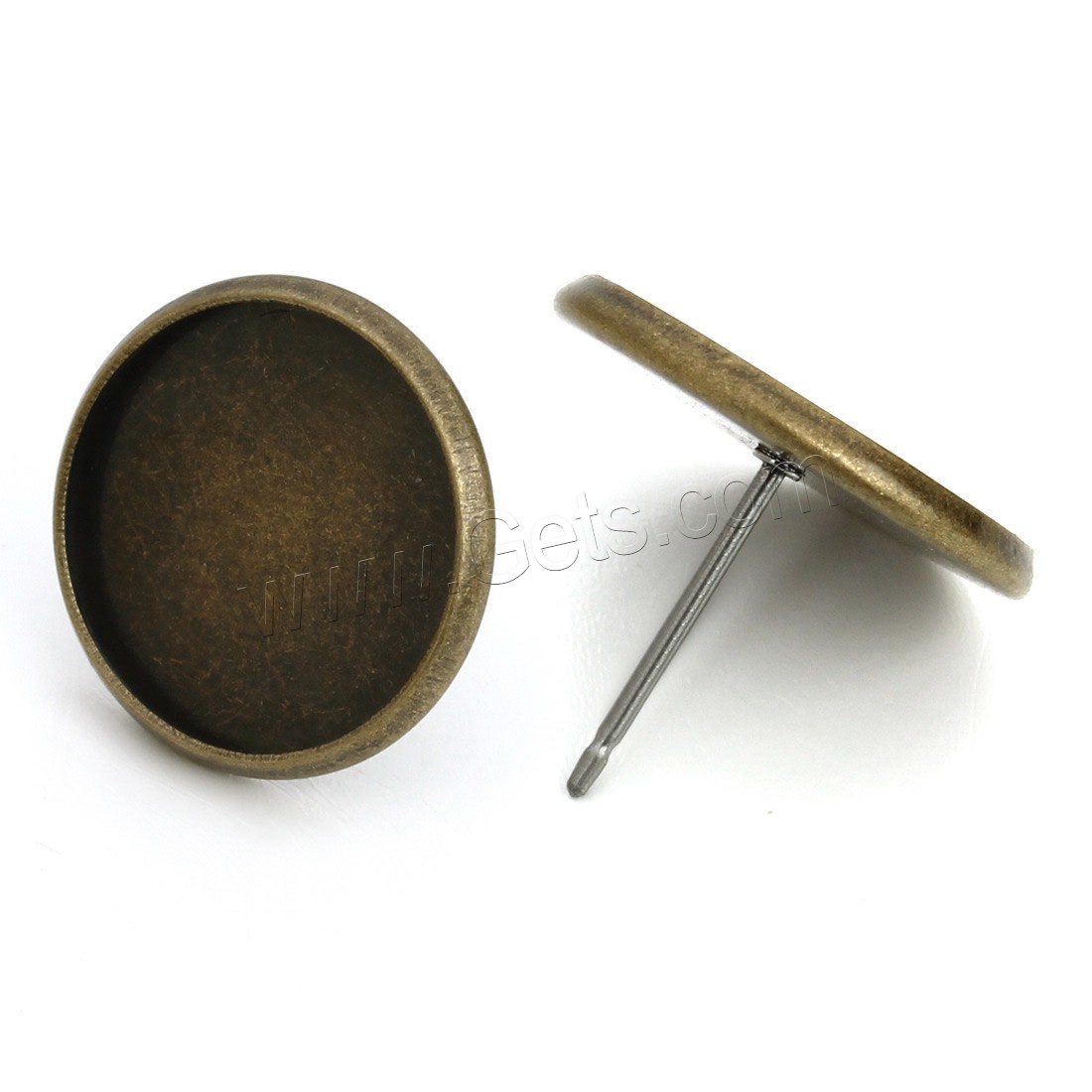 Messing Ohrring Stecker, flache Runde, antike Bronzefarbe plattiert, olika innerdiameter, för val, frei von Nickel, Blei & Kadmium, 10-16mm, 10PCs/Tasche, verkauft von Tasche